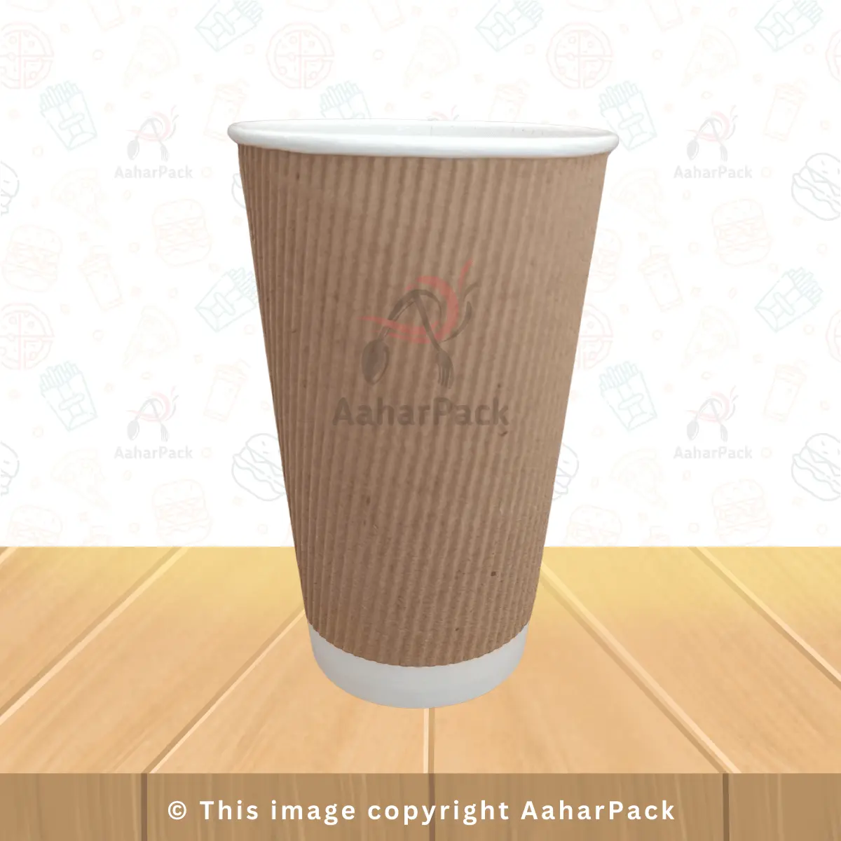 480 ML (16oz) Ripple Wall Kraft Paper Cups – Large Insulated Hot Drink Cups | Pack of 500